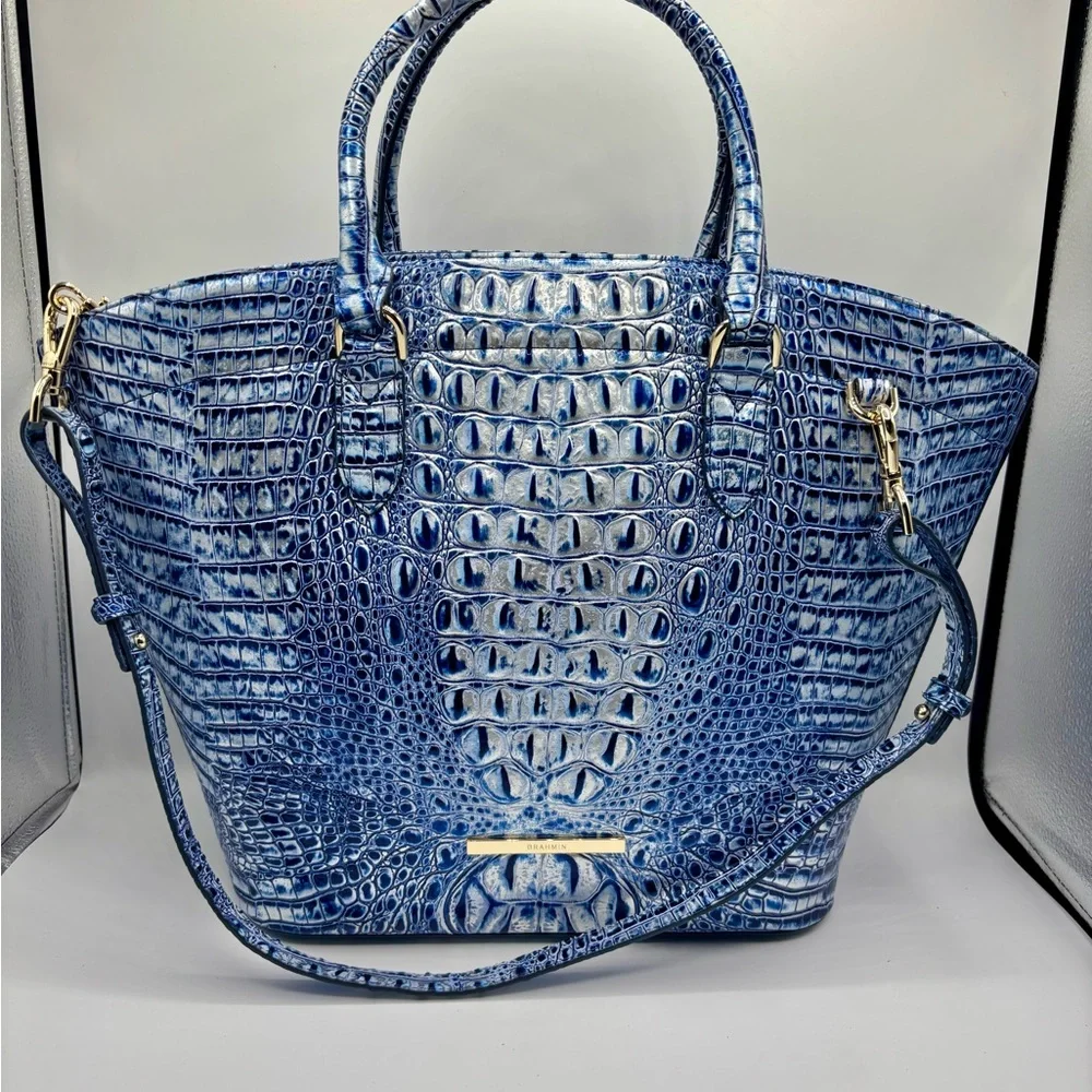 Brahmin Jeanne Leather Large Tote Style Bag Coastal Blue Melbourne - Picture 15 of 15